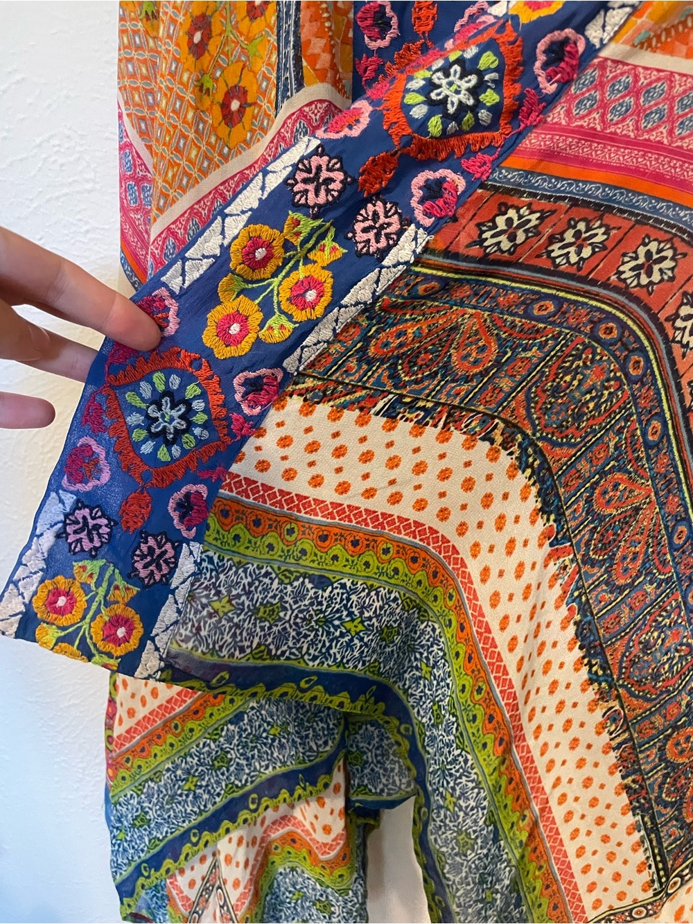 Colorful Bohemian Silk Shawl Top One Size - Picture 7 of 10